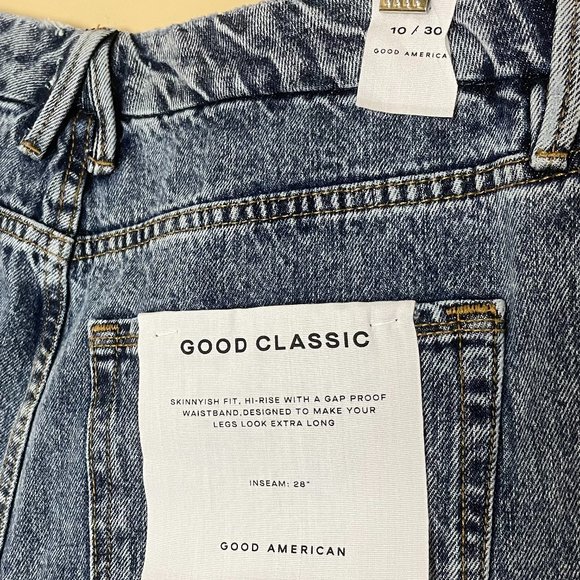 Good American Good Classic Denim Distressed Jeans Size 30 NWT Acid Wash - Picture 9 of 11
